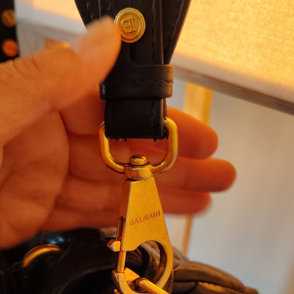 Balmain Black Quilted Crossbody with Gold Accents - Picture 7 of 8